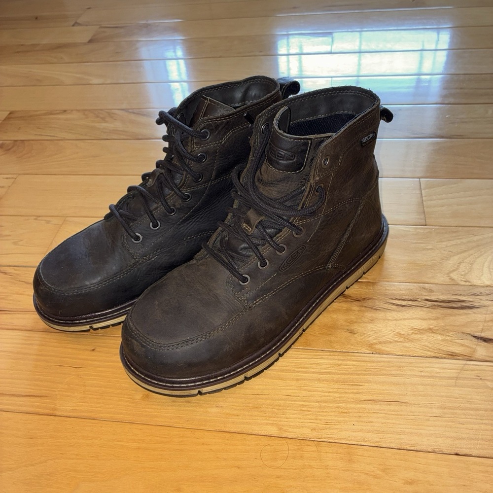 KEEN MENS SAN JOSE 6" ALUMINUM TOE Work Boots BROWN Size 8.5D Leather Utility